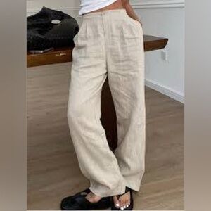 Armani Collezioni Taupe Linen Pants